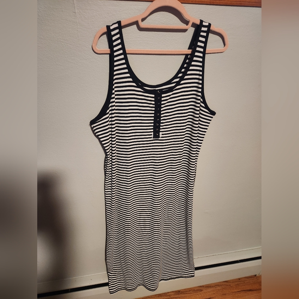 Torrid Black and White Striped Tank Top